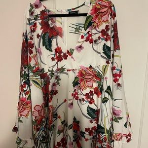floral dress with bell sleeves